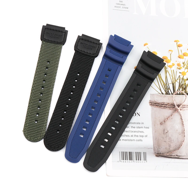 Watch accessories Nylon watch strap For Casio AE-1200 AEQ-110W MRW-200 W-735 SGW-300H W-S200H W-800H F-108 W218 Resin watch band