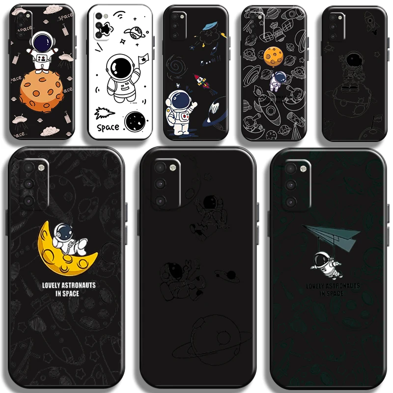 

Cartoon Cute Astronaut Phone Case For Samsung Galaxy M10 Liquid Silicon Black Soft Coque Cases Full Protection Shell Back