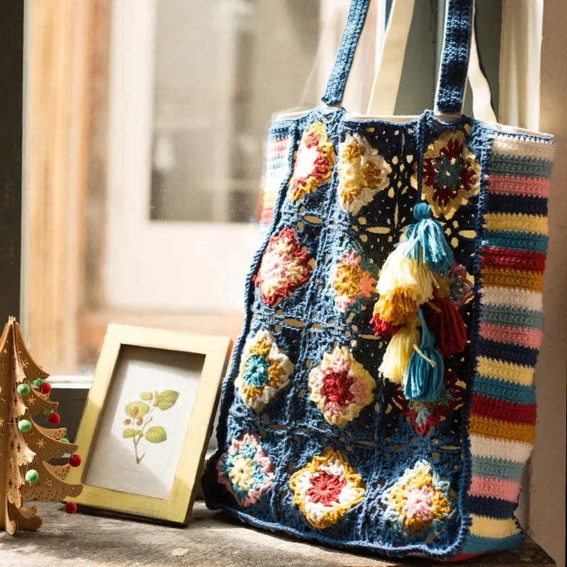 Susan's Family DIY Набор для вязания крючком трикотажная квадратная сумка-тоут