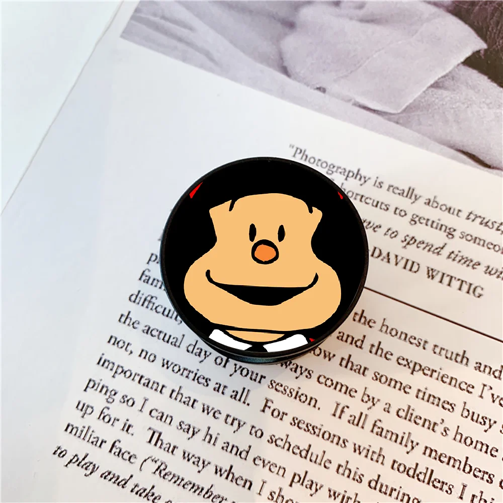 cute mafalda cartoon folding phone holder stand mobile surport for iphone huawei xiaomi samsung black soft waterproof painting free global shipping