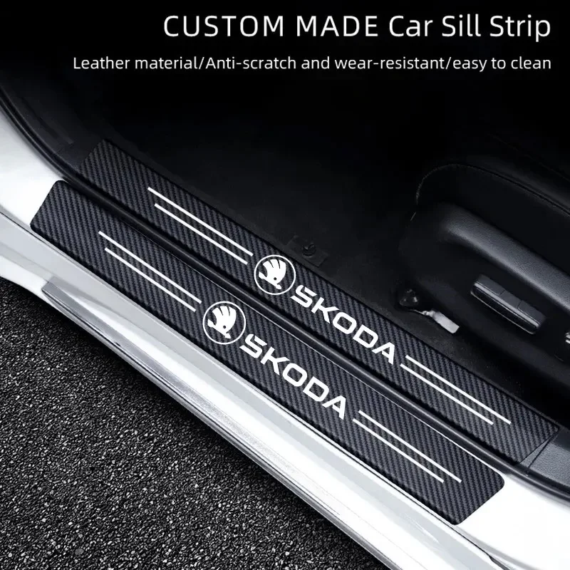 Фото Защитные наклейки из углеродного волокна и винила для порогов дверей Skoda Fabia, Superb, Yeti, Octavia, Rapid, Kodiaq, Mk3, A6, A7, 2, 3, A5, Kamiq №2