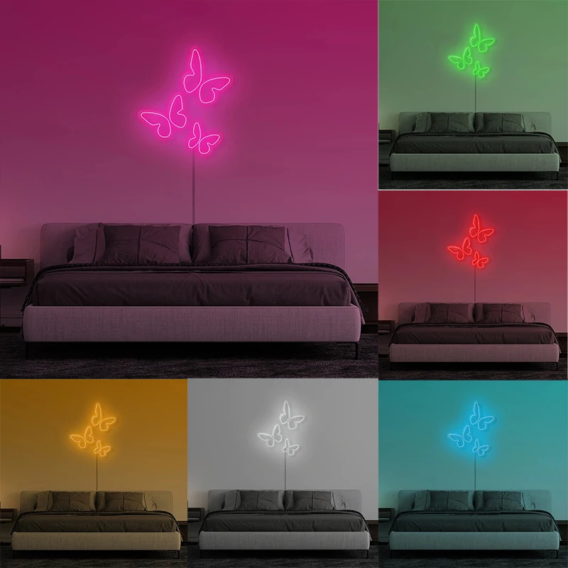 Butterfly Neon Sign Large Neon Light Art Decor Lights Wall Decor for Baby Room Bar Wedding Party Decoration