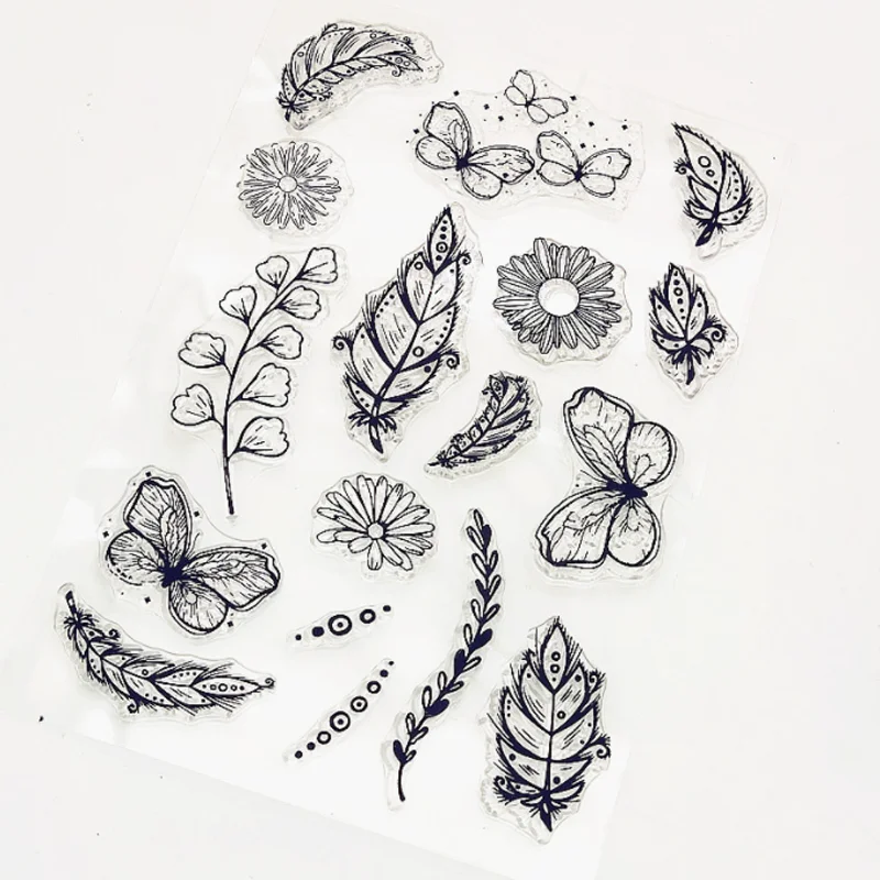 Прозрачные силиконовые готовые штампы в виде бабочек Листьев журнал сделай сам