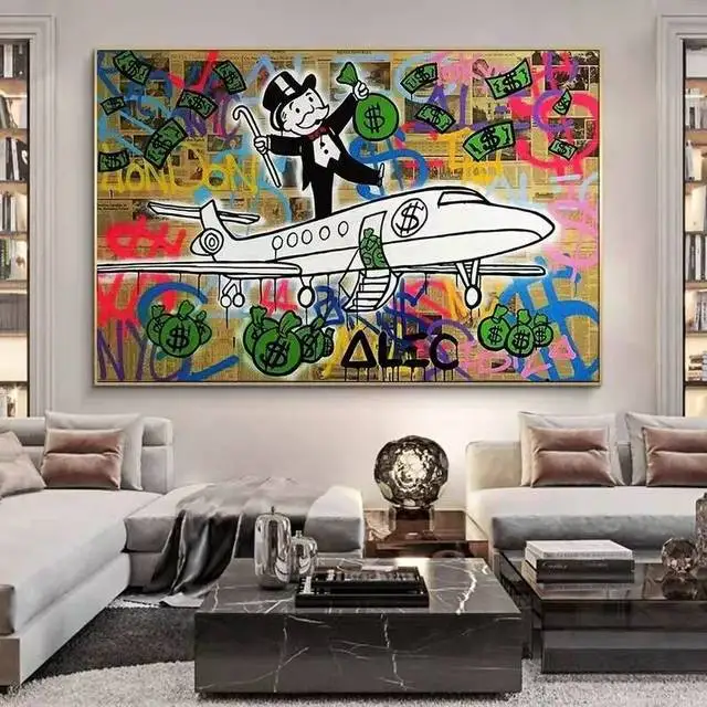 

Alec Monopoly Posters and Prints Graffiti Millionaire Money Street Art Picture for Living Room Home Decorative Canvas Painting