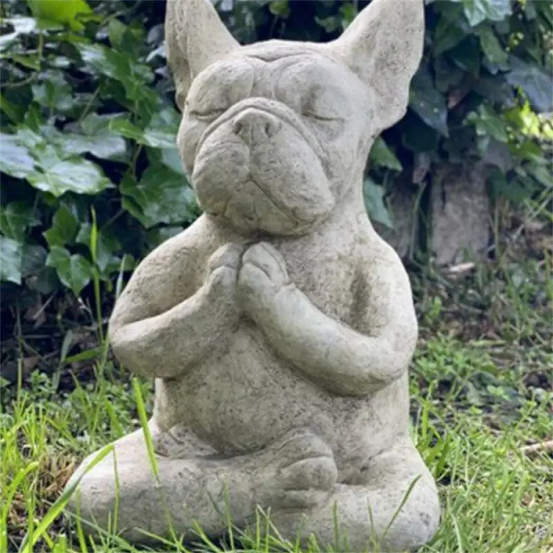 

Bulldog Sculpture Resin Resistant Yoga Pose Waterproof Garden Decoration Meditation Dog Dog Statue