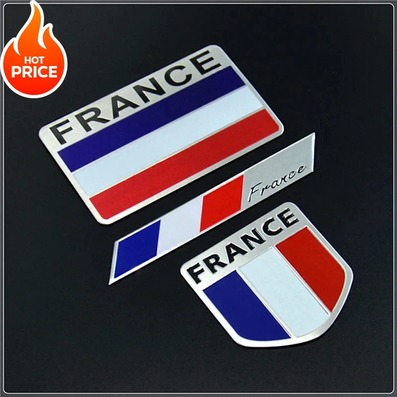 3D алюминиевая эмблема автомобиля с флагом Франции — Peugeot Citroen Renault стильная