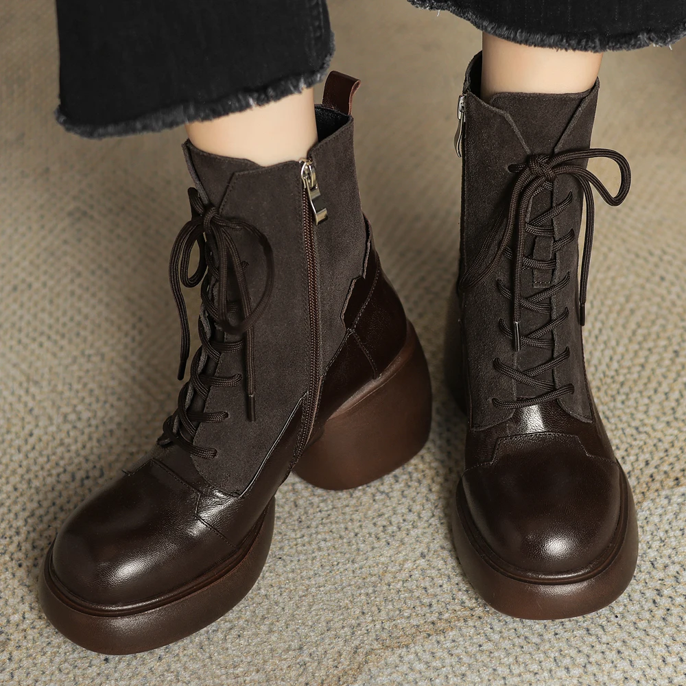Новинки весна осеньженские ботильоны из натуральной кожикожаная зимняя обувь на
