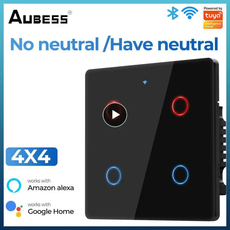 

1/2/3PCS Brazil 4x4 Tuya WiFi Smart Light Switch 6 Gang Touch Wall No Neutral Wire 110-240V Screen Panel APP Work With Alexa