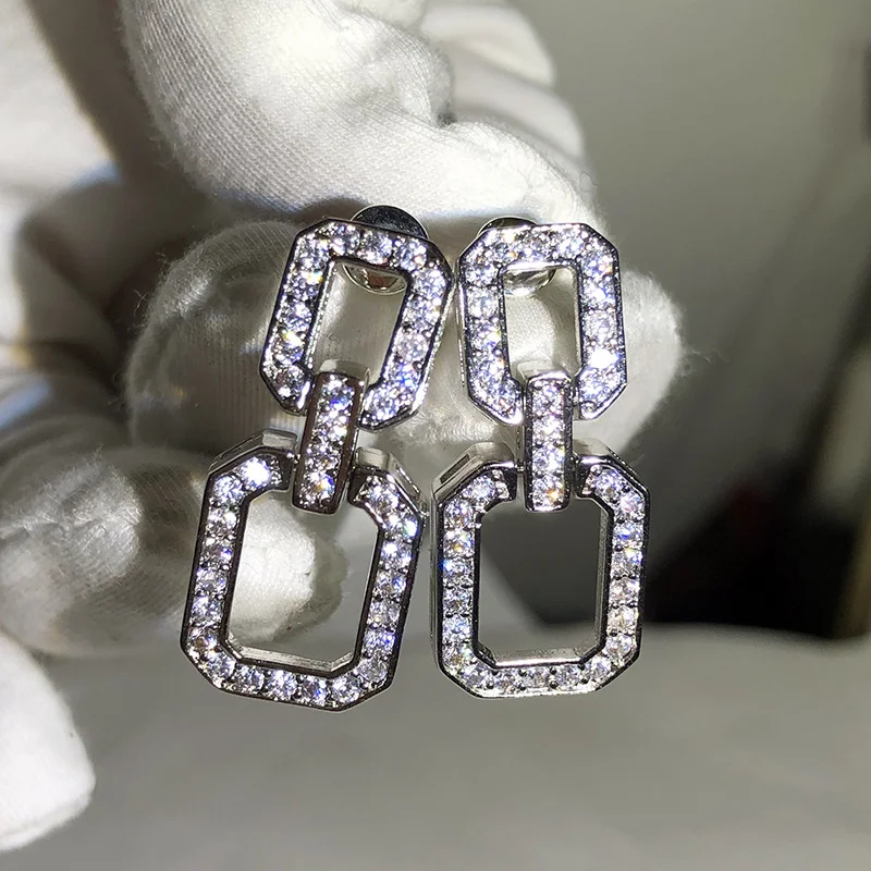 

Серьги Геометрические прямоугольные женские, характерные Простые Длинные большие геометрические серьги с полным цирконием в европейском и американском стиле