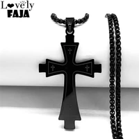 goth cross pendant necklace for men street style black color gothic necklaces vintage stainless steel jewerly punk gift n4294s03