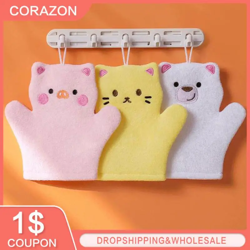 

Творческие Детские банные перчатки, детское банное полотенце с мультяшным котом, медведем, мыльные перчатки, губка для чистки тела, аксессуары для ванной, мягкие перчатки