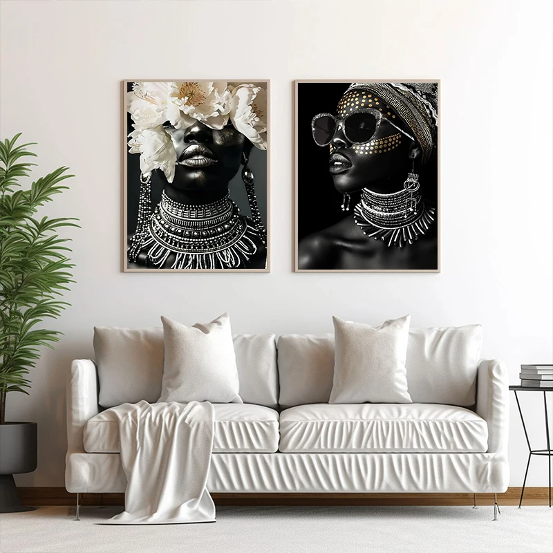 Плакат &quotАфриканская женщина цветок&quot на холсте