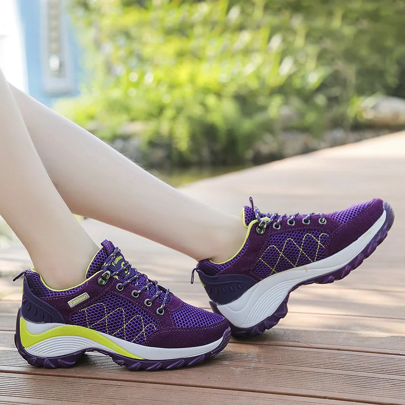 Outdoor Platform Hiking Shoes Nice Women 3-5cm Increase Casual Trekking Sneakers Ladies Non-slip Camping Climbing Walking Shoes