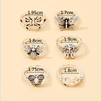 ancient silver butterfly rings bohemia style angel wings fashion ring wholesale jewelry