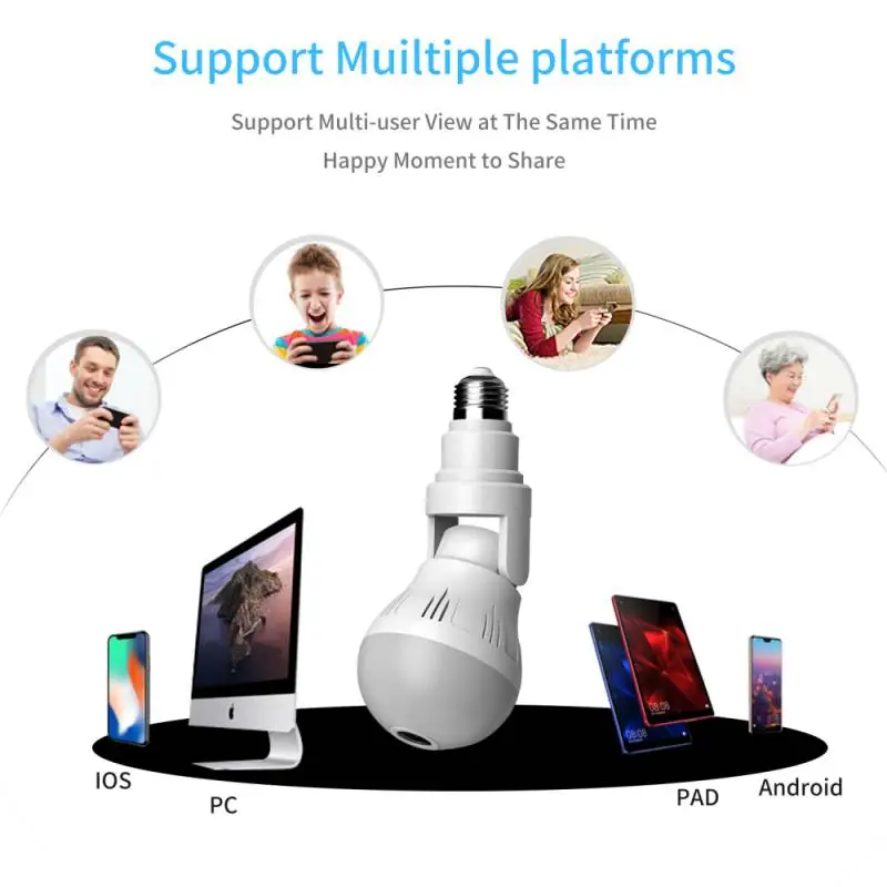v380 pro 360 Degree VR Panoramic Universal Light Bulb 3MP  Wireless Wifi Network Monitor V380 Wireless With External TF Card images - 6