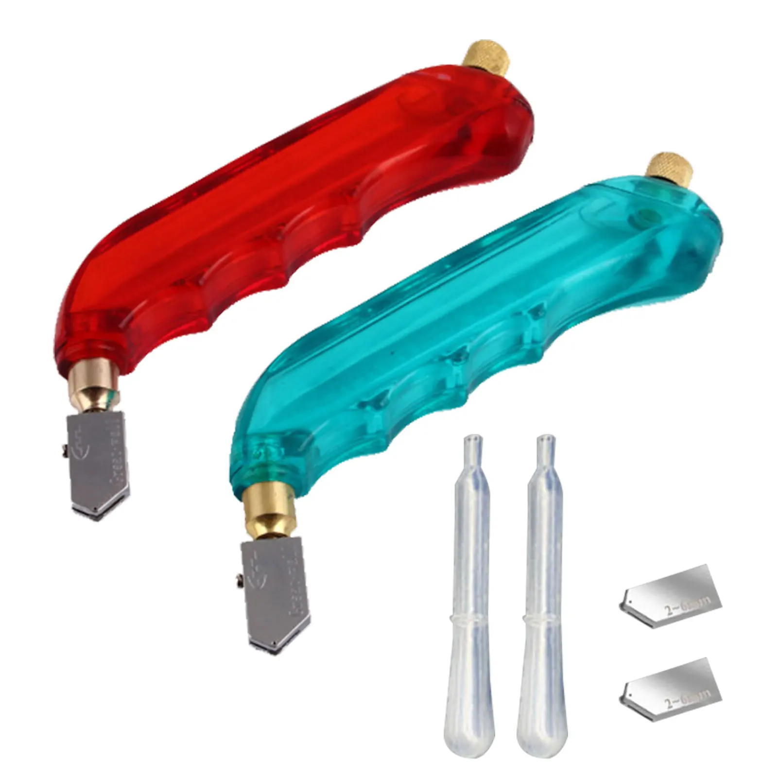 

2pcs Mirror Tool Home Handheld Ergonomic Grip Window With Oil Reservoir Tile Glass Cutter Replacement Tips Tungsten Steel