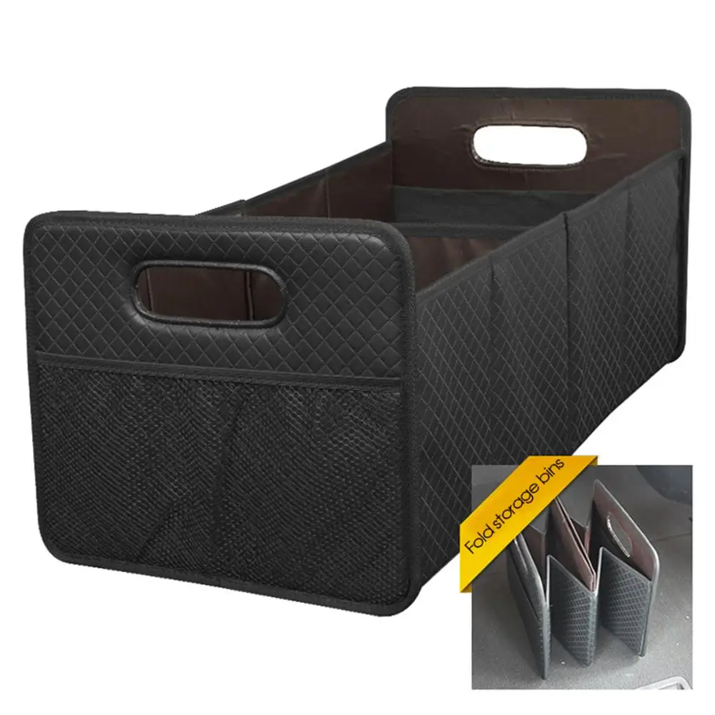 

Car Trunk Organizer PU leather Collapsible Cargo Storage Box For Auto SUV Stowing Tidying Bag Organizer Storage Box Container