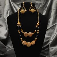 45cm dubai bead gold color jewelry set for bride women bead nigerian wedding african necklace earrings rings jewelry sets