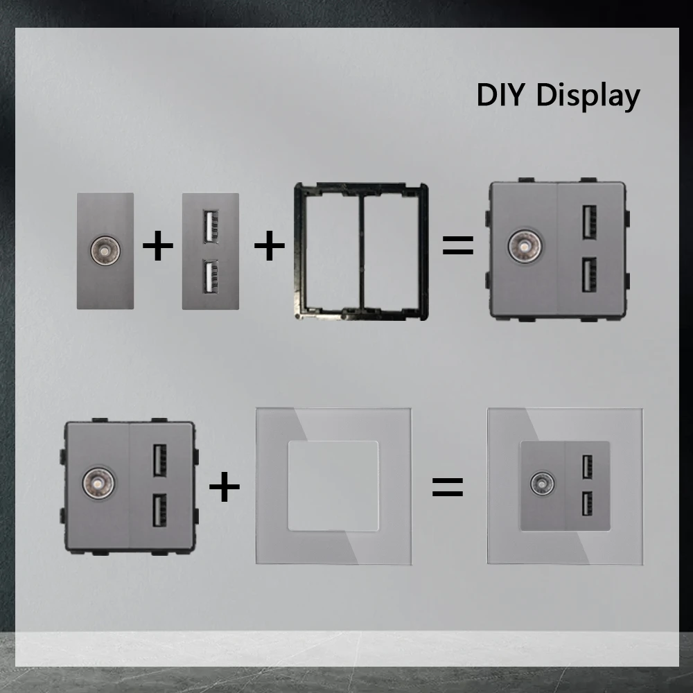 Фото TAWOIA DIY TV Satellite USB PC RJ45 разъем CAT6 TEL HDMI VGA наушники 2-контактный разъем кнопка переключателя №4