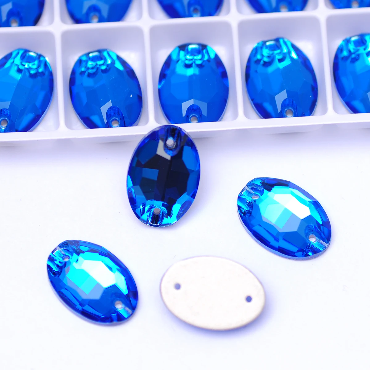 

Capri Blue Shiny Oval Glass Strass Flatback Crystal Sew On Rhinestones Crafts Glitter Sewing Accessories For Design Decorations