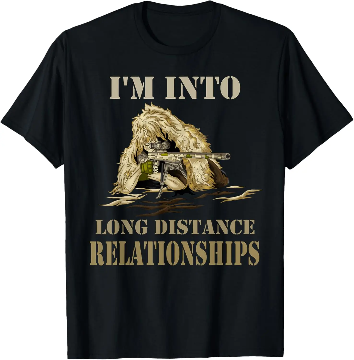 Снайперская камуфляжная футболка для любителей оружия на длинные дистанции