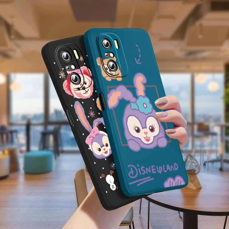 

Disney Duffy Bear Cartoon For Redmi K50 K40 Gaming K30 K30S 10X 10 9A 9 9T 9C 9AT 8 8A 7 5G Liquid Silicone TPU Rope Phone Case