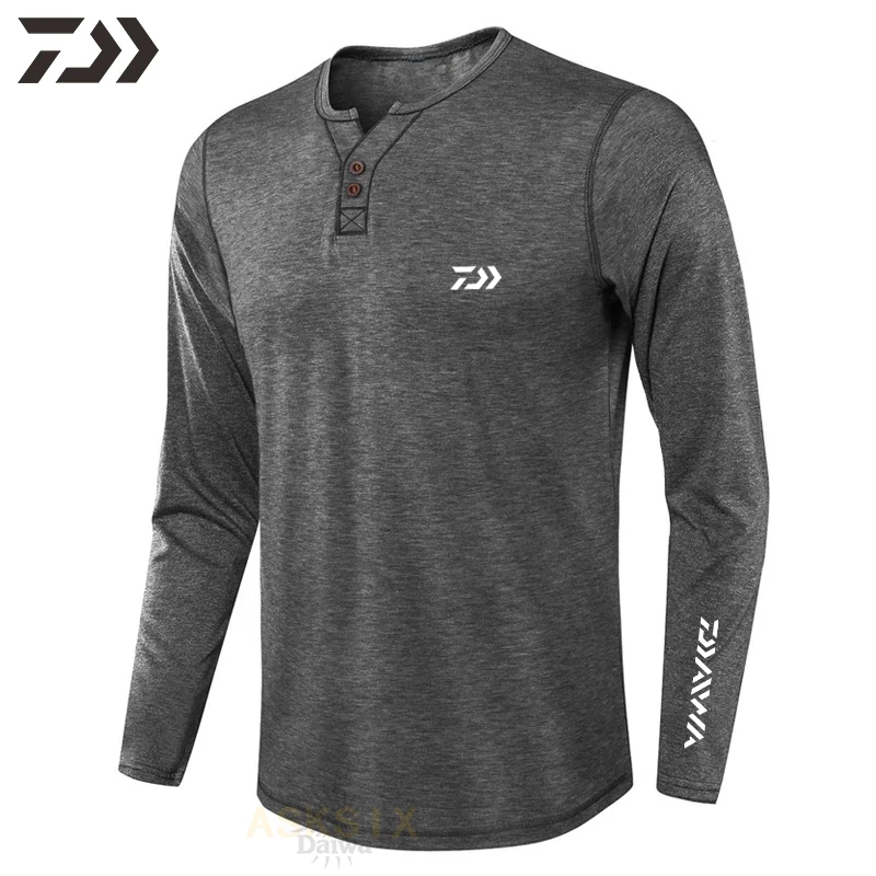 

Мужская рыболовная рубашка Daiwa, однотонная дышащая быстросохнущая одежда для рыбалки с защитой от пота, одежда для спорта на открытом возду...