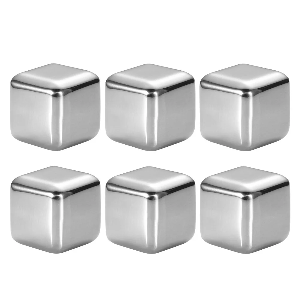 

6 Pcs Stainless Steel Ice Stone Reusable Whiskey Stones Convenient Cube Supply Beer Accessories Household