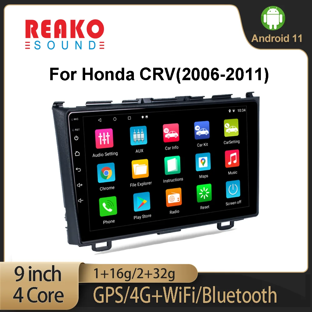 

REAKO Android 11 9'' Auto HD Mirror Car Multimedia Radio Player GPS Navigation Audio WIFI For Honda CRV 2006-2011