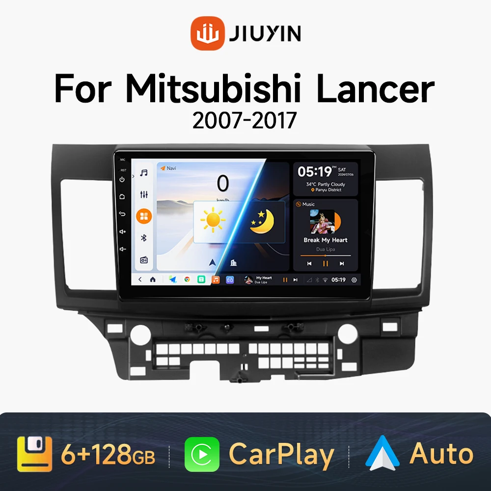 Фото JIUYIN Android 13 Carplay автомобильное радио для Mitsubishi Lancer 10 CY 2007 - 2017 мультимедийный видеоплеер 2 Din GPS IPS 4G стерео DVD №1