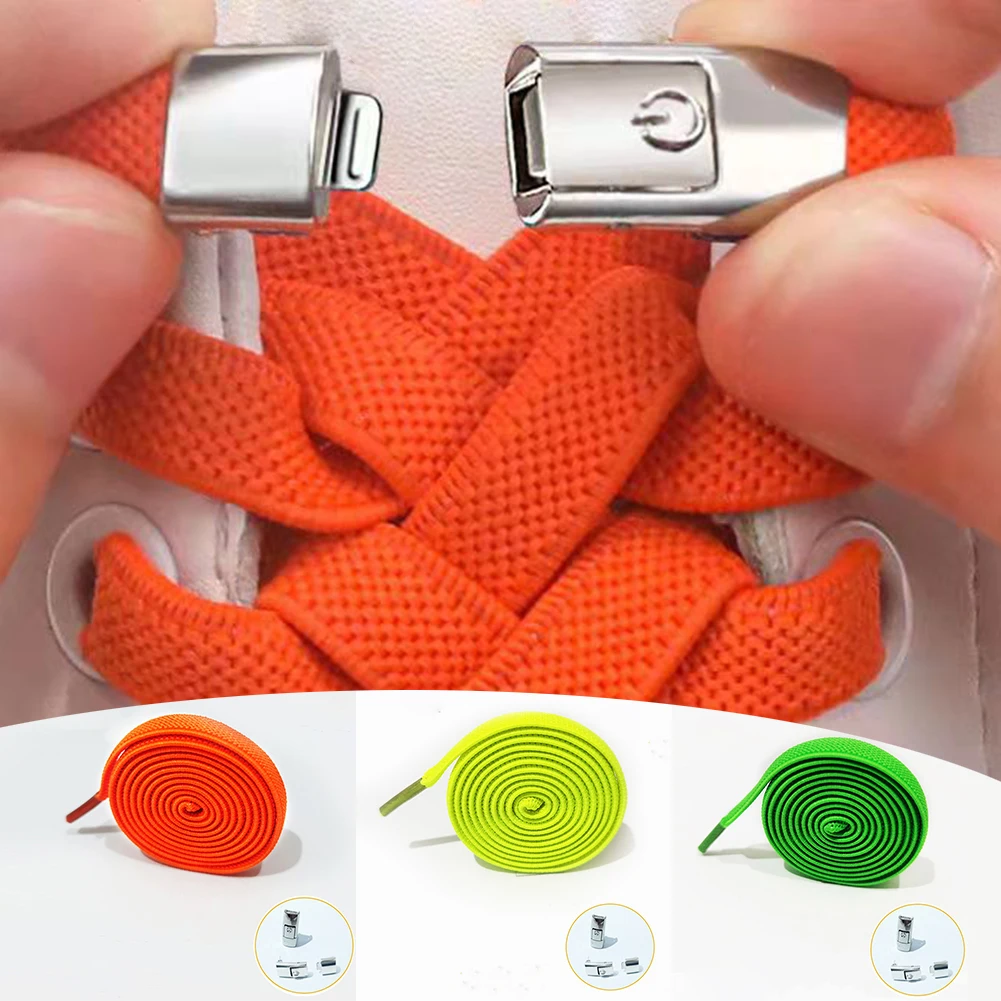 

2022 New Metal Buckle Shoelaces Magnetic Lock Shoes Accessories Sneaker Kits Metal Laces Buckle Candy Color For Kids And Adult