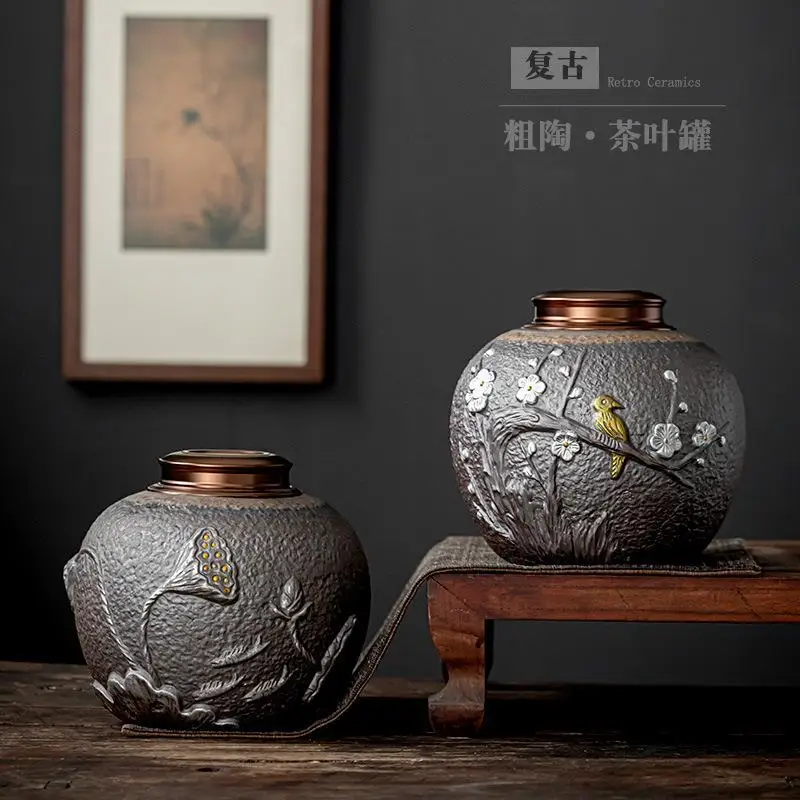 

Керамический чайник, большой бытовой зеленый чай, герметичный чайный контейнер с одной упакопосылка кой, упаковка для черного чая, герметичная керамическая чайная кружка