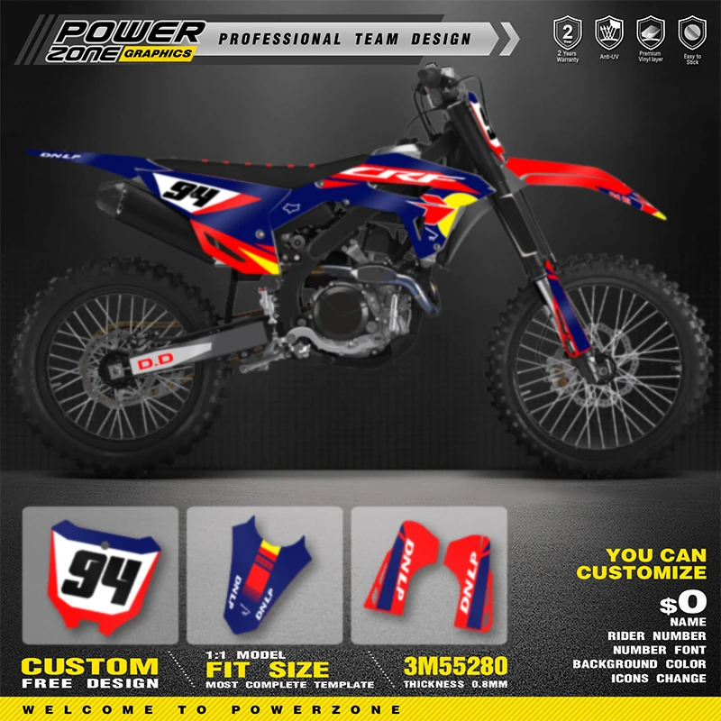 PowerZone полная графика фоновые наклейки комплект наклеек для HONDA CRF450R 2021 2022 2023 CRF250R
