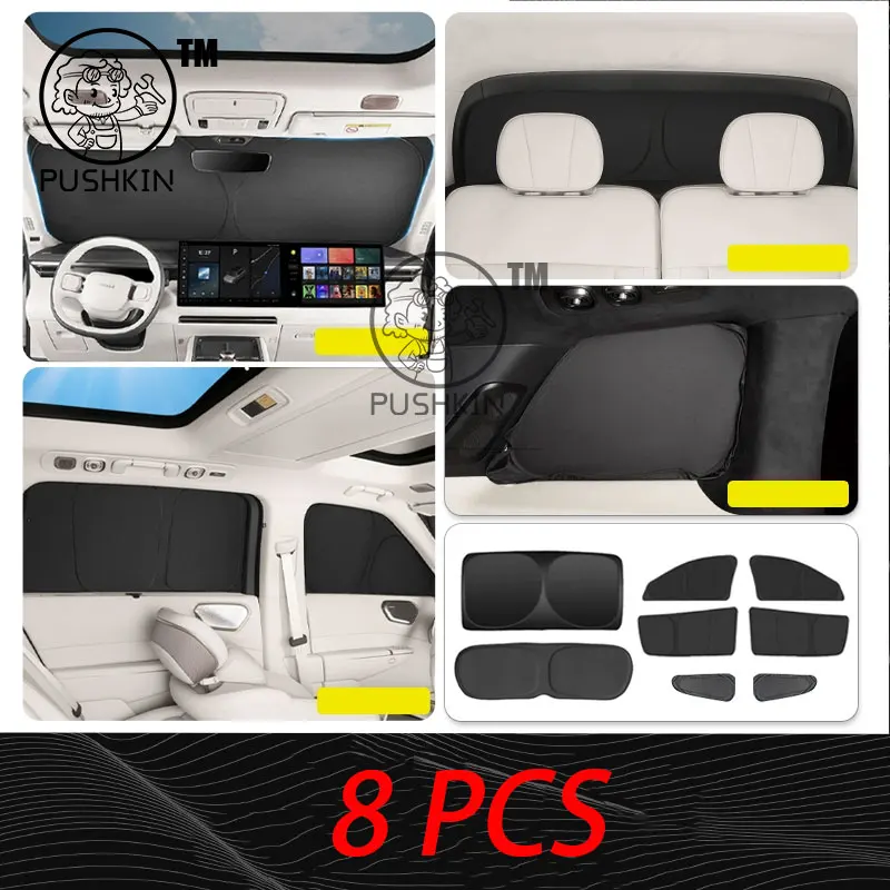 

Для Lynk & Co 900 2025 2026 полностью черный автомобильный солнцезащитный козырек, шторы для конфиденциальности на боковое окно, передний и задний солнцезащитный крем, теплоизоляционный солнцезащитный козырек