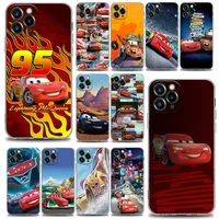 cartoon cars lightning mcqueen clear phone case for iphone 11 12 13 pro max 7 8 se xr xs max 5 5s 6 6s plus soft silicone case