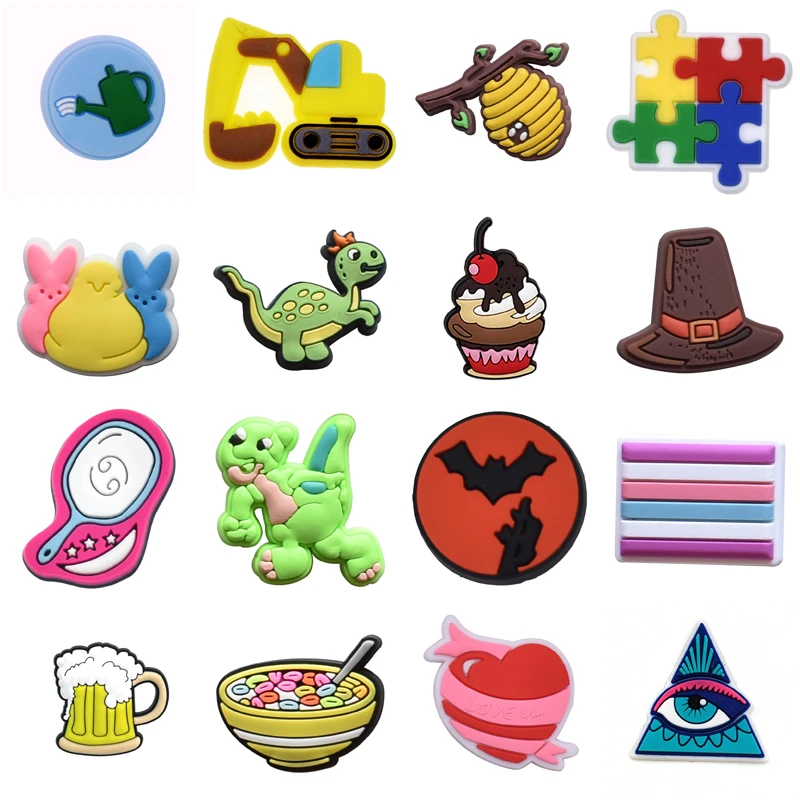 

Sales 1Pcs PVC Shoes Charms Accessories Fit Croc Sandals Wristband Garden Clog Buckle Decorations Boys Girls Party Gifts