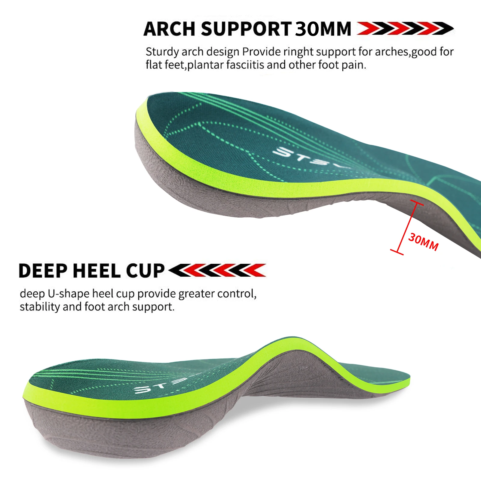 Plantar Fasciitis Pain Relief Orthopedic Insoles Men Flat Feet Arch Support,Women Heel Orthotics Insoles Sneakers Shoe Inserts