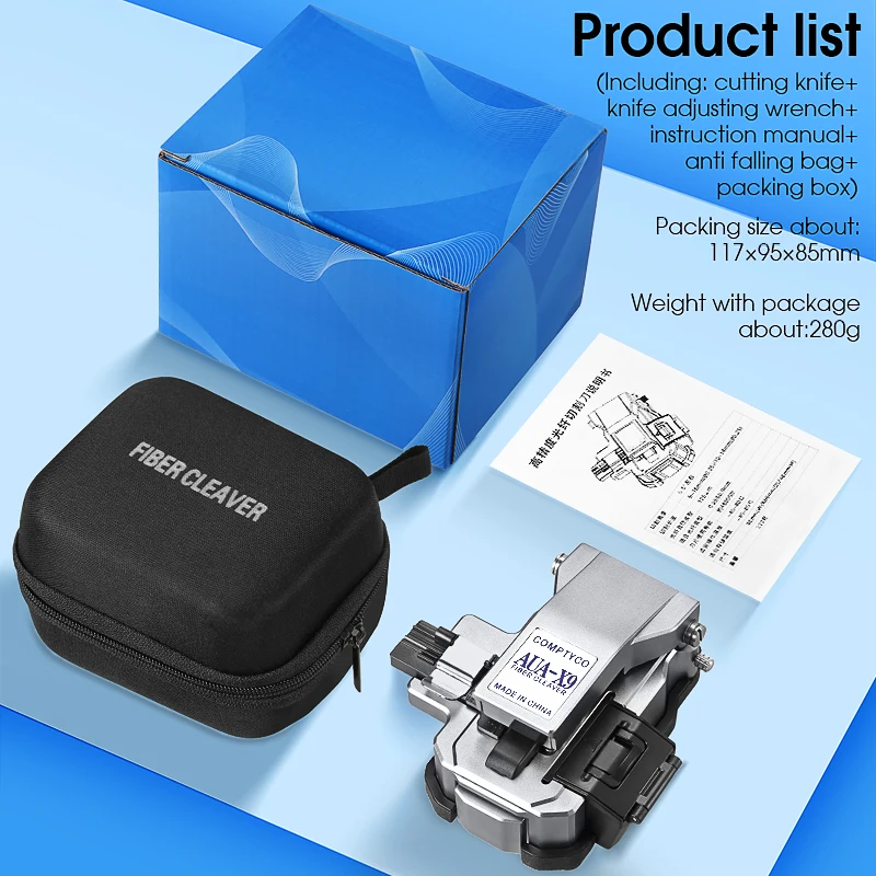 COMPTYCO AUA-X9 High-precision Fiber Cleaver FTTH Press Type Optical Fiber Cutter 24 Point Blade Fiber Optic Knife Tools