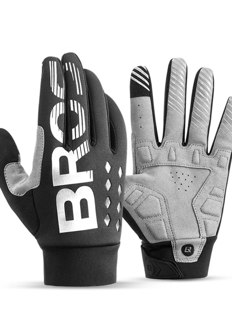 

ROCKBROS Cycling Gloves Shockproof Wear Resistant SBR Men Women Full Finger Windproof Gloves Breathable Lengthen Warm MTB Glove