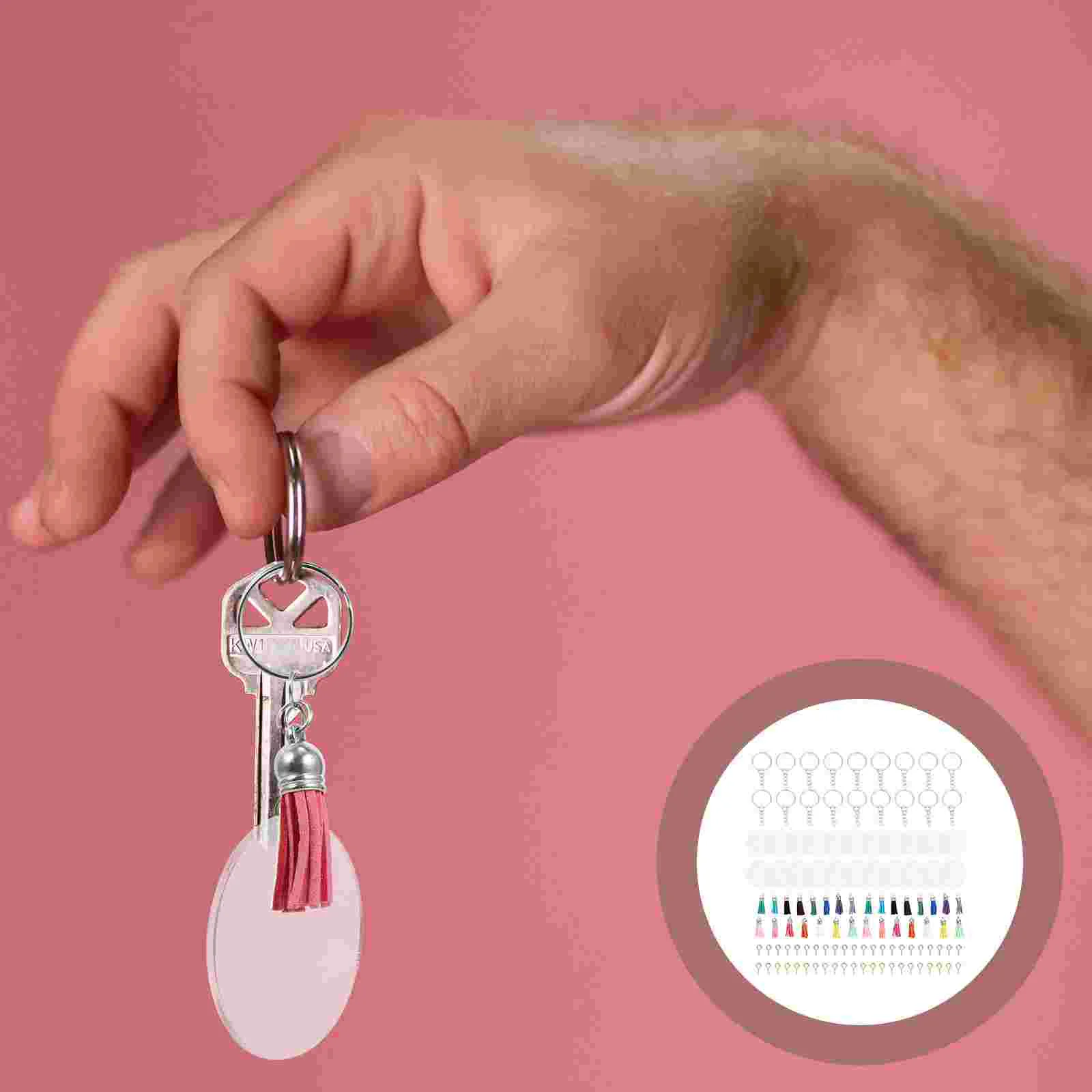 

1 Set DIY Tassel Keychain Material Creative Key Ring Crafts Material