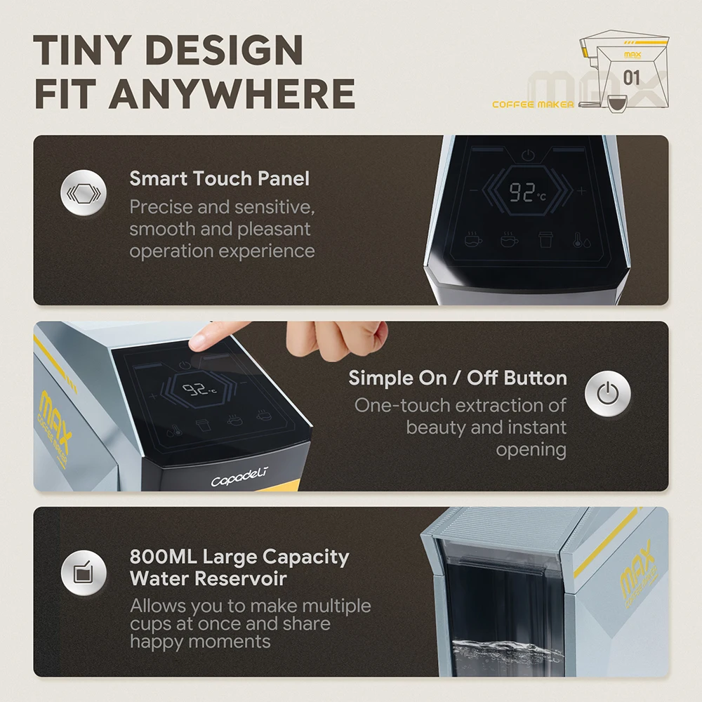 Фото Капсульная кофемашина Capadeli 4 в 1, подходит для капсульных капсул Dolce Gusto Nespresso, молотый кофе, чашка K, кофеварка 19 бар №5