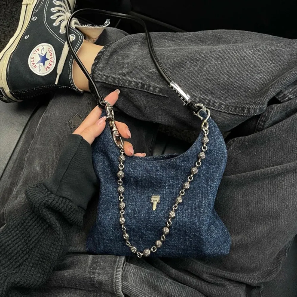 

2023 New Y2k Harajuku Crossbody Bags for Women Korea Vintage Denim Chain Casual High Street Women Shoulder Bag Designer Bag