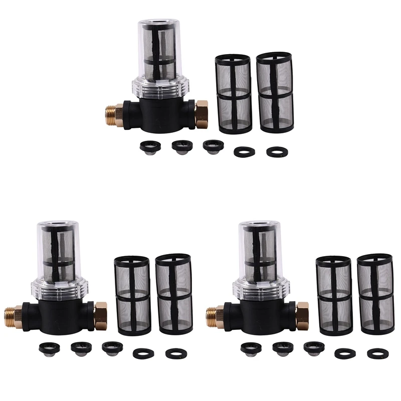 

3X 3/4Inch Garden Hose Filter for Pressure Washer Inlet Water, Sediment Filter Attachment for Outdoor