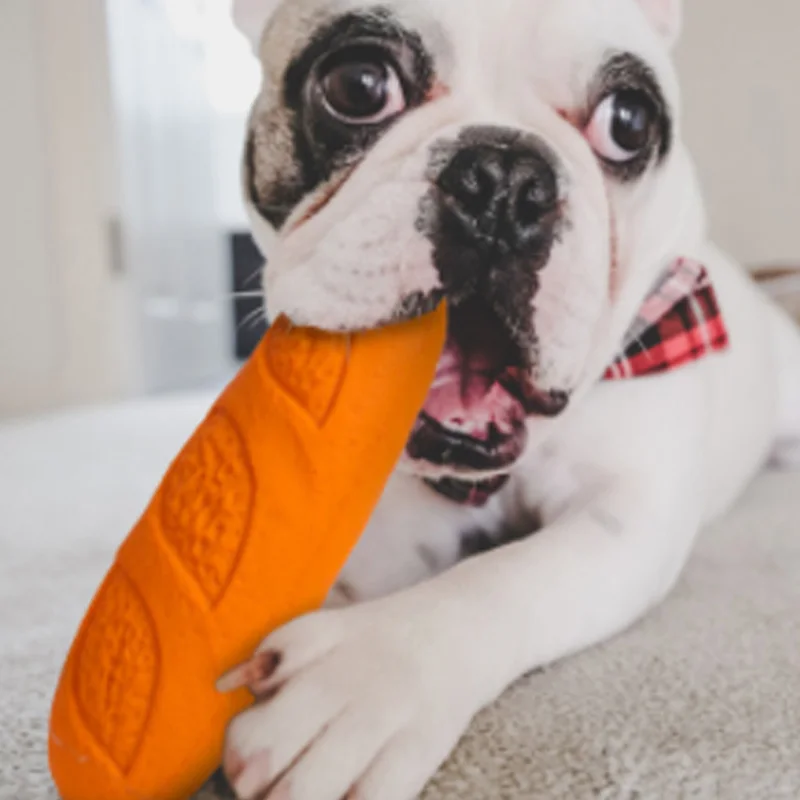 

Simulation Bread Dog Toy Molar Sound Bite Resistant Rubber Dog Bite Toy