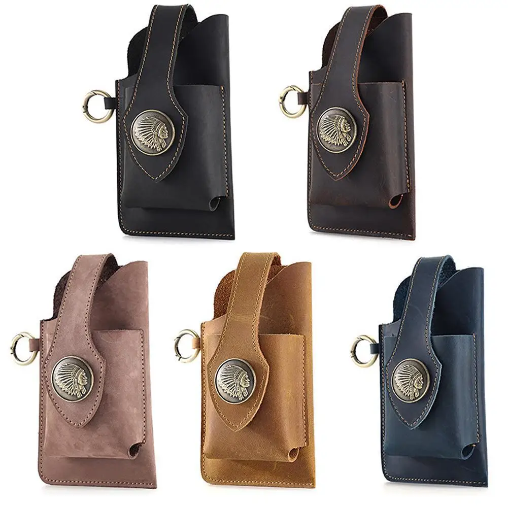 

New Mens Waist Bag Leather Cowhide Vintage Belt Pouch Purse Fanny Pack Waist Bag For Cell Mobile/Phone Case Cover Skin