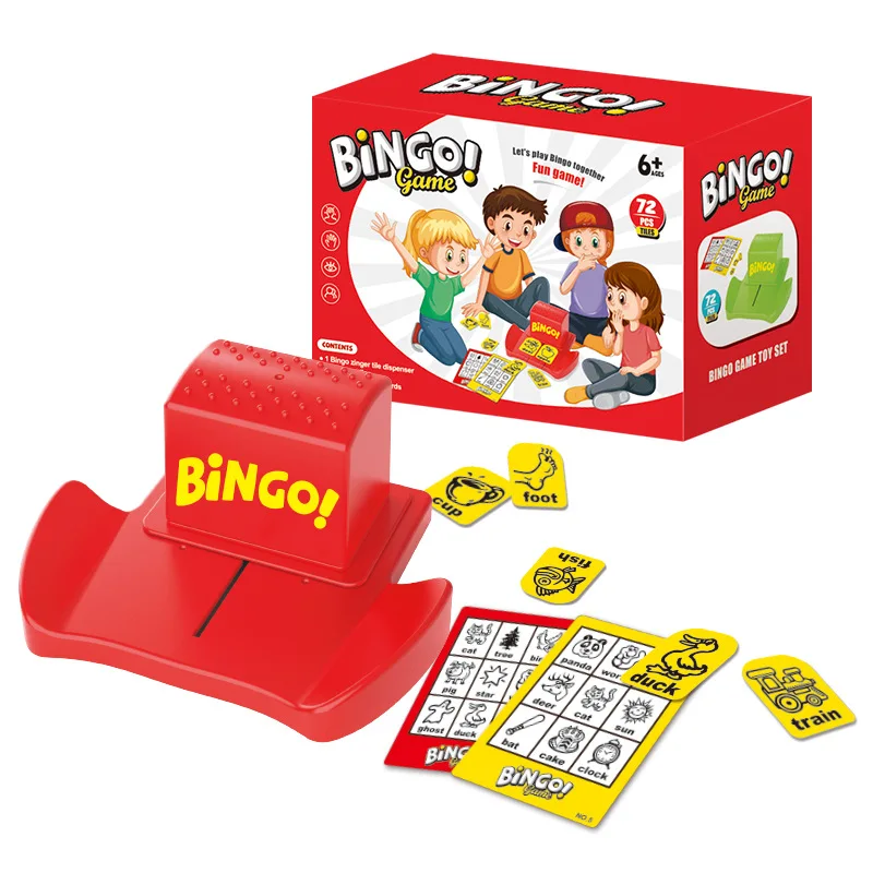 Фото Карточная игра Bingo BIN GO GAME Карточная обучающая машина Фокус на графике, цифрах, английских слов, карточках, настольных играх, головоломках №1
