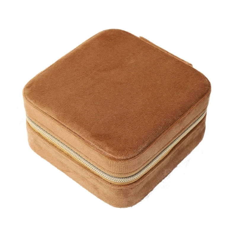 

High-end Square Zipper Jewelry Box Travel Portable Velvet- Jewelry Storage Bag