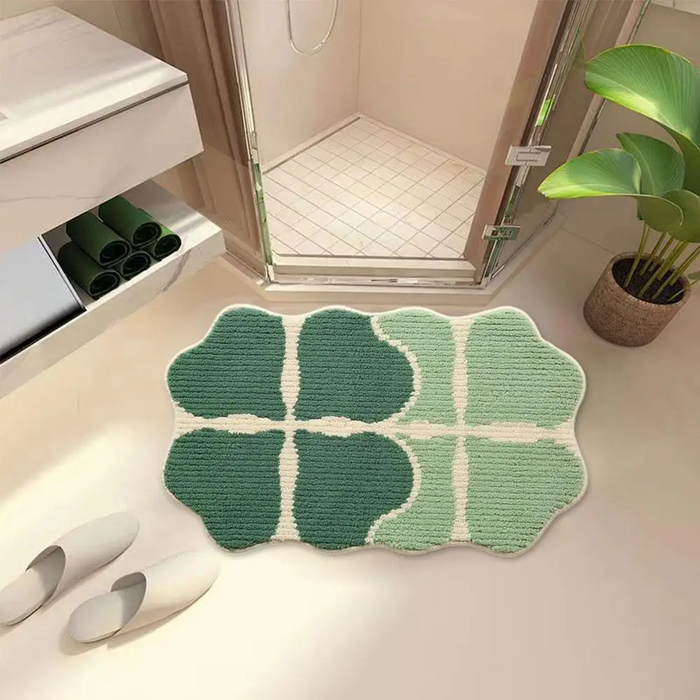 

Four-leaf Clover Style Bathroom Bath Mat Non Slip Soft Mat Bedroom Decoration Entrance Kitchen Absorbent Carpet Home Foot R8O8