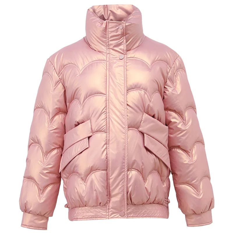 Down Cotton Padded Jacket Solid Winter Coat for Women Korean Bread Jacket Stand Collar Cotton Padded Jacket Loose Women's Coats