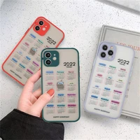 new fashion 2022 calendar phone case for iphone 12 11 13 pro max mini x xr xs max 7 8 plus lens protection hard pc back cover
